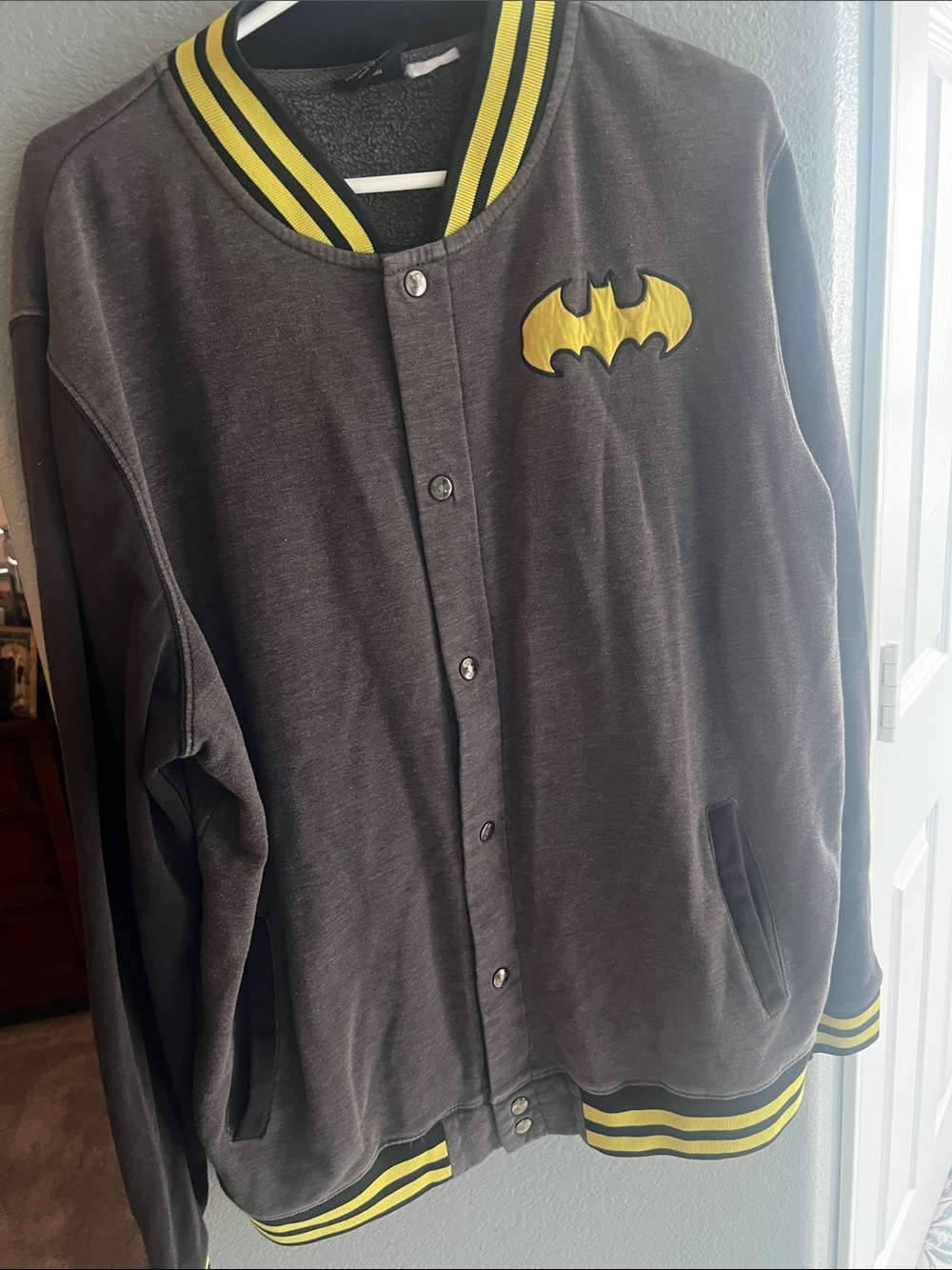 Batman Gray and Yellow Kids Bomber Jacket